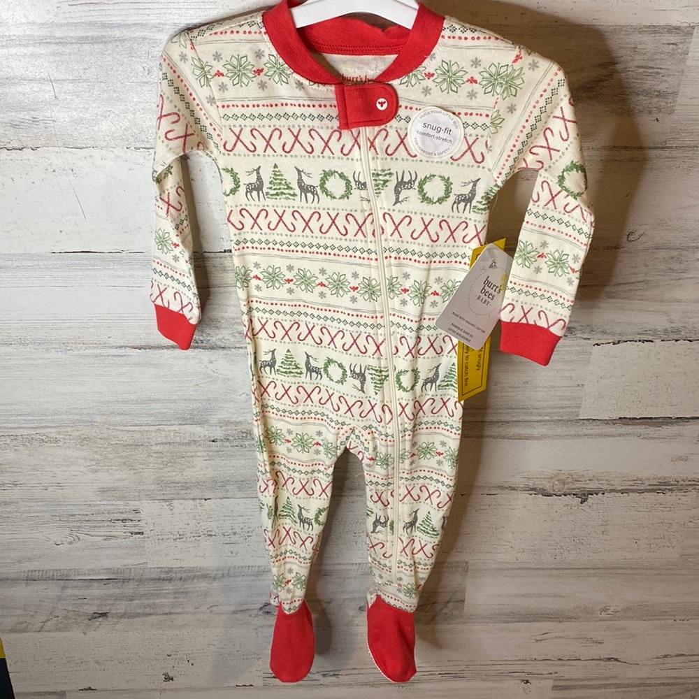 Burt’s Bees Christmas Baby Sleeper Size 12 Months NEW